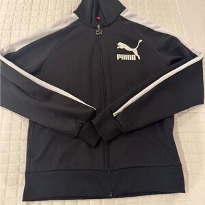 Puma Black Track Jacket with White Stripe